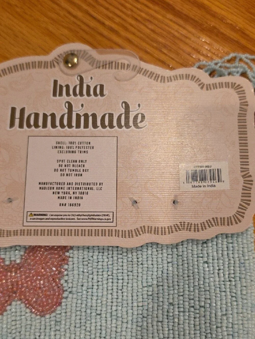 Handmade Beaded Butterfly Wristlet Clutch - Light Blue